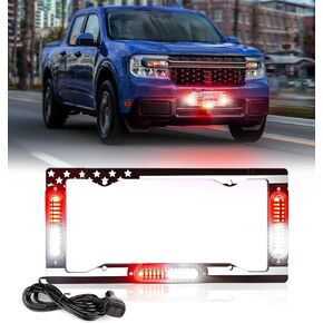 Xprite 36 LED License Plate Strobe Light, US Flag Front/Rear License Plate Emergency Hazard Safety Light for Construction Vehicles Trucks (Red Blue)