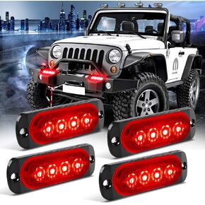KaiDengZhe4pcs 6LED أزرق فائق النحافة مزامنة ميزة تحذير الطوارئ منارة خطر فلاش تحذير ستروب ضوء بار سطح جبل لشاحنة سيارة 12-24 فولت