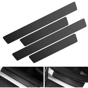 Car Door Sill Protector, 4 PCS Door Sill Protector for Ram 1500, Anti-Scratch Anti-Collision, Carbon Fiber Leather Front/Rear Door Sill Sticker, Decorative Car Door Protector, Car Interior Accessories