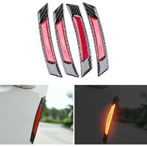 Universal 4Pcs Reflective Car Door Edge Guard Stickers Carbon Fiber Auto Car Door Edge Bump Protector Sticker for Car SUV Pickup Truck (Blue)