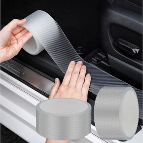 Car Door Edge Guard 2 Rolls Car Door Entry Edge Guard Bumper Protector Car Anti-Collision Tape Transparent Carbon Fiber Universal Car Film Decorative Accessories. (Clear 5cm x 3m)