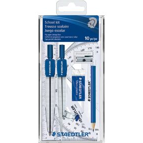 Staedtler Math School Geometry, 10 Piece Set, Blue, Silver