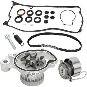 Engine Timing Belt Kit with Water Pump Compatible with Honda Civic 2001 2002 2003 2004 2005 1.7L L4 SOHC 16V Engine Replace TCK312, TBK312