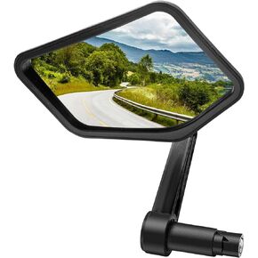CLHMILY&Z Bike Mirror Bar End for Handlebars 1Pair, HD Wider Angle Rotatable Stainless Steel Lens E-Bike Mountain Bike Mirror,Universal Rearview Mirrors,Pair