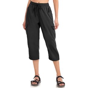 Capri Pants for Women Zip Off UPF50+ Water Resistant Joggers Hiking Cargo Capris Quick Dry Crop Pants Pockets