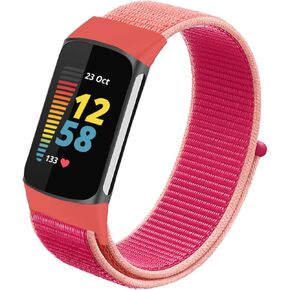 أربطة من النايلون متوافقة فقط مع أحزمة Fitbit Charge 5، ناعمة قابلة للتنفس وقابلة للتعديل، سوار معصم رياضي بحلقة من النايلون للنساء والرجال in Kuwait