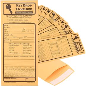 500 Key Drop Off Envelopes for After Hours – Auto Shop Repair/Service Drop Box Overnight Envelopes - Automotive Mechanic Car Drop Off for Overnight or Early Birds, Kraft Paper, 4 1/8 x 9 1/2