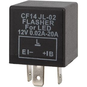 CF14 EP35 Electronic Flasher Relay 3 Pin 12V For Car Vehicle L Fix LED Light Bulbs Turn Signal Hyper Blink Flash No Problem JL-02, Black