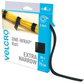 VELCRO Brand VEL-30767-AMS Narrow Straps 3/4 in x 30 ft Roll | Cut to Length Reusable Self-Gripping Tape | Bundle Wrap Garden Tools, Hoses, Organize Craft Supplies, Camping Gear, More | Black