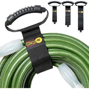 Easy-Carry Wrap-It Storage Straps - Assorted 3-Pack Black – Hook and Loop Straps with a Carrying Handle for Garden Hose, Extension Cord, Cable, Garage, Boat, RV Accessories Organization