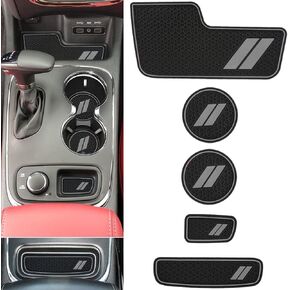 Auovo Center Console Mats for Durango Accessories 2014 2015 2016 2017 2018 2019 2020Auto Car Cup Holder Insert/Coasters Custom Fit Cup Liners Pads Interior Decoration (5pcs/Set, Blue Trim)
