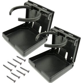 TIHOOD 2PCS Adjustable Folding Drink Holder with Screws/Adjustable Cup Holder for Marine/Boat/Caravan/Car (Beige)