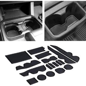 JDMCAR Compatible with Toyota Tacoma Accessories 2016-2023 Premium Cup Holder, Console, and Door Pocket Inserts Kit (Double Cab,Solid Black)
