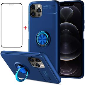 Case for iPhone 15 Pro Max Case Screen Protector, Compatible for iPhone 15 Pro Max Cover [with Tempered Glass Free] Carbon Fiber Silicone Bracket Phone Holder Shockproof Cases