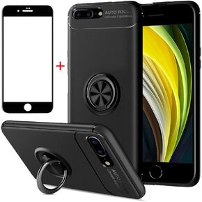 Case for iPhone 15 Pro Max Case Screen Protector, Compatible for iPhone 15 Pro Max Cover [with Tempered Glass Free] Carbon Fiber Silicone Bracket Phone Holder Shockproof Cases