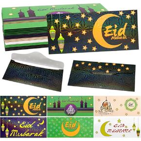 36 Pieces Eid Mubarak Money Envelopes Ramadan Lucky Cash Gift Envelope Card Holders Pocket Eid Holiday Gift Ramadan Cash Envelopes for Eid Holiday Celebrations Decorations, 6 Styles
