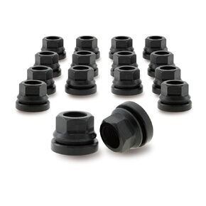 Black M14x1.5 Wheel Lug Nuts 16pcs for 2003-2016 Ford F250 F350 F450 F550, 2003-2019 F53, Two-Piece Flanged Flat Face OEM Style for Factory OEM Wheels, Fit 2C2Z1012AA