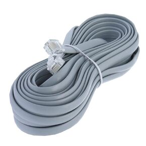 25ft Heavy Duty RJ12 Silver Satin 6 Conductor 6P/6C Straight Wired Telephone Line Cord by Corpco