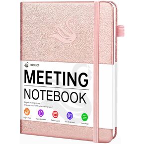 Elegant Meeting Notebook for Work with Action Items, Premium Leatherette Hardcover Meeting Planner with Numbered Pages, 7 x 10" Project Planner Notebook Meeting Notes for Men & Women