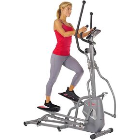 Sunny Health & Fitness Magnetic Elliptical Trainer Machine w/ Tablet Holder, LCD Monitor, 220 LB Max Weight and Pulse Monitor - SF-E3810,Gray