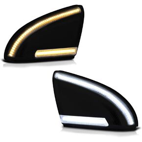 VIPMOTOZ Smoked Lens Switchback Full White & Amber LED Side Mirror Turn Signal Light Puddle Lamp For 2009-2018 Compatible with Dodge RAM 1500 2500 3500 Classic Pickup Truck, Driver & Passenger Side