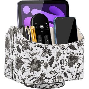 PU Leather Remote Control Holder Rotate 360 ​​degrees Desk Organizer Storage Box for Remote Caddy,TV Guide, Mobile Phone, Pen,Stationery and Media Storage,Bedside Table Organizer(Black)
