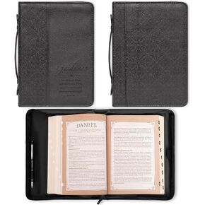 Christian Art Gifts Men's Classic Bible Cover Guidance Proverbs 3:6, Black Faux Leather, Medium