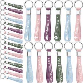 60 Pcs Christian Bible Keychains Bible Scripture Keychains Silicone Inspirational Keychain for Gift