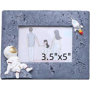 Space Astronaut Rocket Resin Photo Frames Set for Kids Boys (4" round)