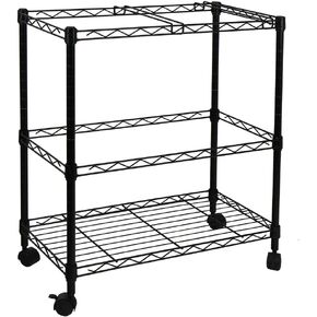 Oceanstar 2-Tier Metal Rolling File Cart, 24 in, Black
