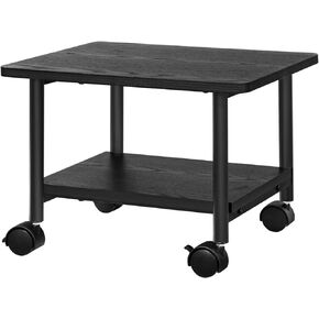 VASAGLE Printer Stand with Locking Wheels, 2-Tier Shelf, Industrial Under Desk Heavy-Duty Mobile Cart for Home Office, White UOPS002W01