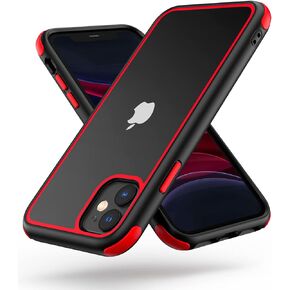for iPhone 11 Crystal Clear Case, with Multicolor Protective Shockproof Bumpers, Not Yellowing Anti Scratch Transparent Hard PC Back & Soft Silicone TPU Frame Cover (Black)