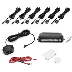 Car Parking Sensor Kit, 12V Reverse Backup Radar System with Sound Warning, Parking Distance Control Sensor for Auto Vans RV Trailer