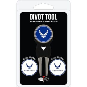 Team Golf Military Air Force Divot Tool Pack with 3 Golf Ball Markers Divot Tool with 3 Golf Ball Markers Pack, Markers are Removable Magnetic Double-Sided Enamel