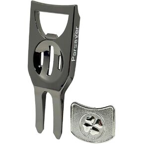 Players Golf Divot Tool - Golf Ball Stencil - Ball Marker and Divot Tool - Golf Gadget Must Have - Golf Accessories Bottle Opener - Partee Mini Fine Tip Marker Included