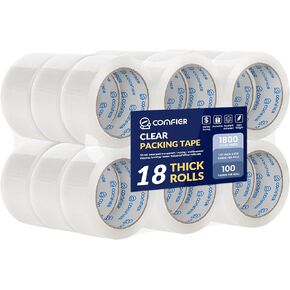 Clear Packing Tape Refills Heavy Duty for Moving Packing Boxes, 18 Transparent Box Shipping Packaging Tape Rolls, Heavy Duty Moving Package Tape 2 Inches Wide,100 Yards Per Roll , 1800 Total Yards in Kuwait
