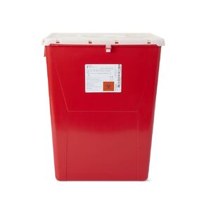 McKesson Prevent Biohazard Sharps Container, Premium - PG-II, Plastic, Vertical Entry, Rotating Lid - Red, 12 gal, 13 in x 17 3/10 in x 20 4/5 in, 1 Count
