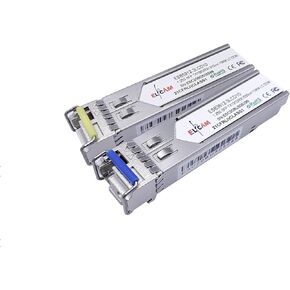 Elfcam® - 1-Piar 1.25G SFP Module Single Mode with The Fiber Optic Port LC/UPC Singlemode Simplex, DDM 10km