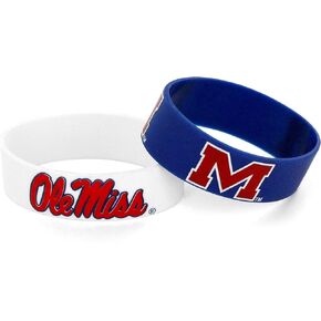 NCAA Mississippi Ole Miss Rebels Silicone Rubber Bracelet, 2-Pack