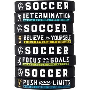 Inkstone Soccer Bracelets with Motivational Sports Quotes Silicone Rubber Wristbands Gift