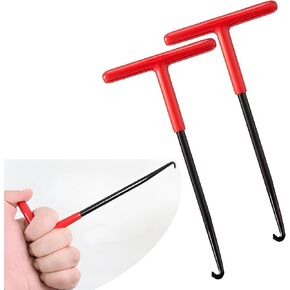 2 PCS Motorcycle Exhaust Pipe Spring Hook, 3.15" x 6.3" T-shaped Easy-grip Handle Installed Puller, Exhaust Spring Disassembly Tool, Universal for Motorcycles Off-Road Vehicles (Red & Black)