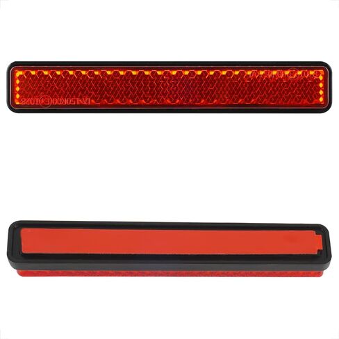 عاكسات حمراء للدراجات النارية من Evermotor لاصقة، عاكس ذاتي اللصق للدراجة مستطيلة مقاس 4.25 بوصة لعمود صندوق البريد، رف ATV، قارب صندوق الذيل، سياج (قطعتان) in Kuwait