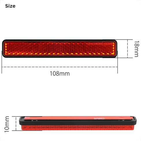 عاكسات حمراء للدراجات النارية من Evermotor لاصقة، عاكس ذاتي اللصق للدراجة مستطيلة مقاس 4.25 بوصة لعمود صندوق البريد، رف ATV، قارب صندوق الذيل، سياج (قطعتان) in Kuwait
