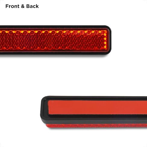 عاكسات حمراء للدراجات النارية من Evermotor لاصقة، عاكس ذاتي اللصق للدراجة مستطيلة مقاس 4.25 بوصة لعمود صندوق البريد، رف ATV، قارب صندوق الذيل، سياج (قطعتان) in Kuwait