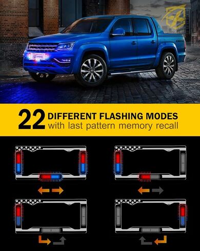 Xprite 36 LED لوحة ترخيص ضوء ستروب، علم الولايات المتحدة الأمامي/الخلفي لوحة ترخيص ضوء السلامة في حالات الطوارئ لشاحنات مركبات البناء (أحمر أزرق) in Kuwait