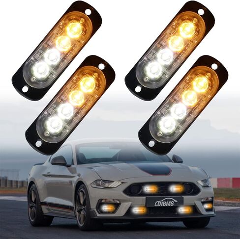 4x LED Emergency Strobe Lights Bar, 4 LED Amber White Warning Flashing Caution Construction Hazard Light Bar For Car Truck Van Off Road Vehicle ATV SUV in Saudi Arabia