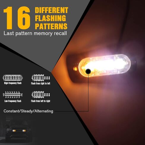 4x LED Emergency Strobe Lights Bar, 4 LED Amber White Warning Flashing Caution Construction Hazard Light Bar For Car Truck Van Off Road Vehicle ATV SUV in Saudi Arabia