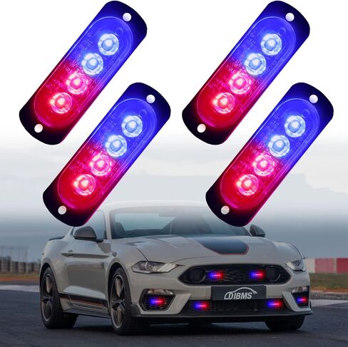 4x LED Emergency Strobe Lights Bar, 4 LED Amber White Warning Flashing Caution Construction Hazard Light Bar For Car Truck Van Off Road Vehicle ATV SUV in Saudi Arabia