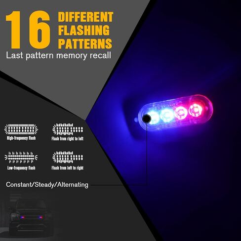 4x LED Emergency Strobe Lights Bar, 4 LED Amber White Warning Flashing Caution Construction Hazard Light Bar For Car Truck Van Off Road Vehicle ATV SUV in Saudi Arabia