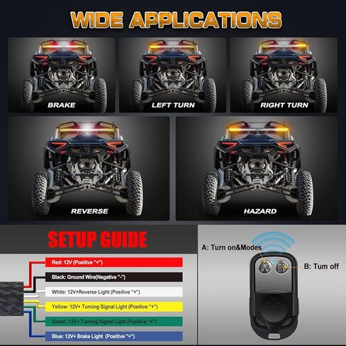 xridonsen 30 بوصة شريط إضاءة مطاردة 180 LED RC أضواء ستروب للطوارئ مع الفرامل عكس إشارة الانعطاف الخلفية شريط أضواء خلفية لـ UTV ATV Polaris RZR Can-am Yamaha جنبًا إلى جنب على الطرق الوعرة عربة الجولف (RBWBR) in Kuwait